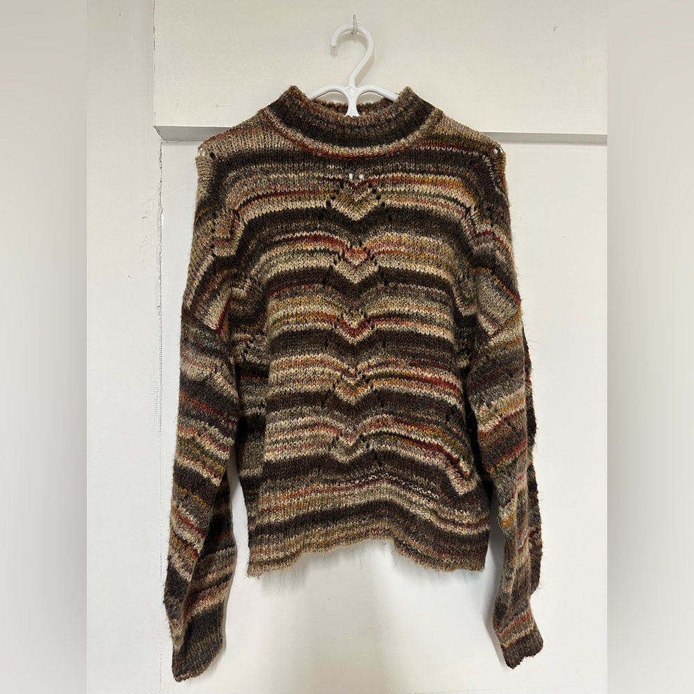 RD Style Earthy Striped Turtleneck Sweater